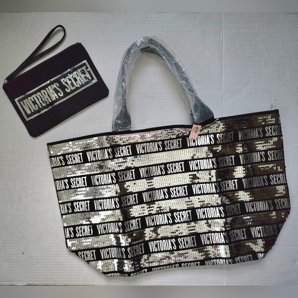 Victoria's Secret Handbags - Victoria's Secret 2-piece Set - Sequin Tote Bag With Matching Pouch
